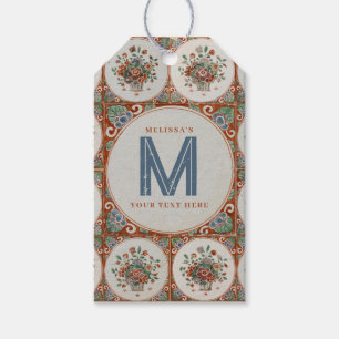Vintage Terracotta-Tiles Monogram Geschenkanhänger