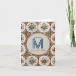 Vintage Terracotta-Tiles Monogram Karte