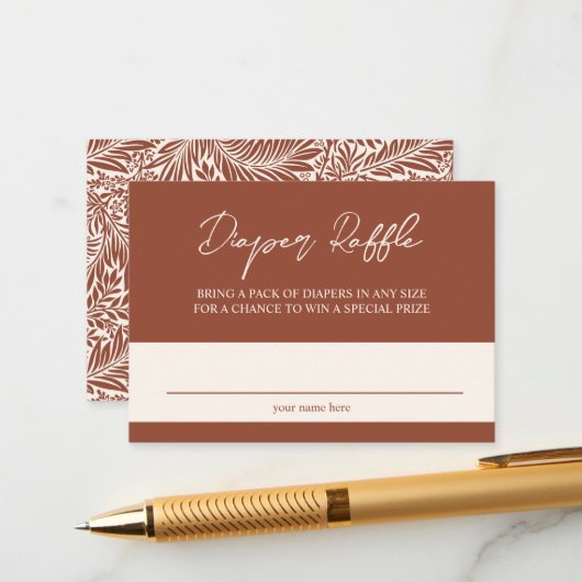 Vintage Terracotta Wildblume Windeln Raffel Begleitkarte (Vorderseite/Rückseite Beispiel)