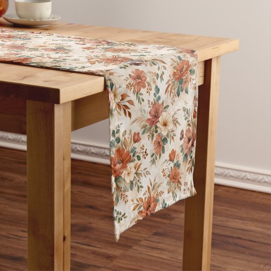 Vintage Terracotta Wildflower Bouquet Pattern Kurzer Tischläufer (Beispiel)