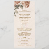 Vintage Terrakotta Blumenhochzeit | Programm (Rückseite)