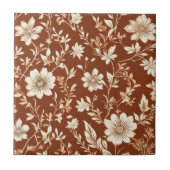 Vintage-Terrakotta-Nahtloses-Boho-Blumenmuster Fliese (Vorderseite)