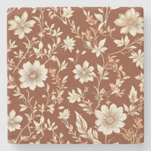 Vintage-Terrakotta-Nahtloses-Boho-Blumenmuster  Steinuntersetzer