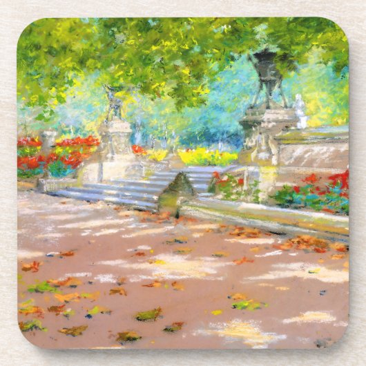 Vintage Terrasse, Park mit Aussicht (1887) zeichne Getränkeuntersetzer (Vorderseite)