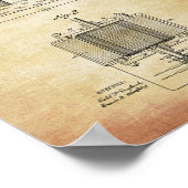 Vintage Tesla-Electro Magnetmotorpatente Poster (Ecke)