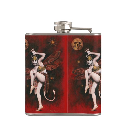 Vintage Teufel-Dame Flask Flachmann (Rückseite)