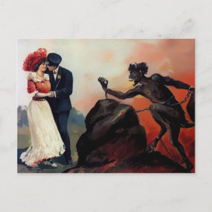 Vintage Teufel Valentinstag Postkarte