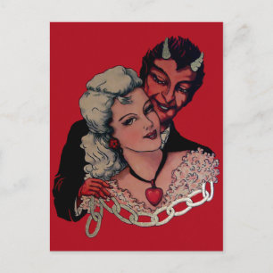 Vintage Teufel Valentinstag Postkarte