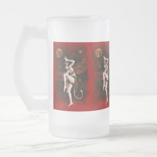 Vintage-Teufels-Lady-Tänzer-Frosted-Stein Mattglas Bierglas