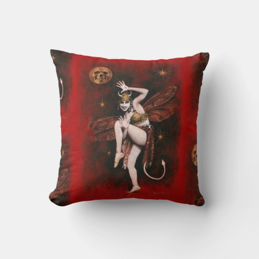 Vintage-Teufels-Lady-Tänzer-Kissen Kissen (Vorderseite)