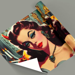 Vintage Teufelsfrau Geschenkpapier
