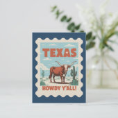 Vintage Texas Classic Cowboy Longhorn Postkarte (Stehend Vorderseite)