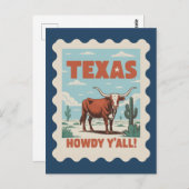 Vintage Texas Classic Cowboy Longhorn Postkarte (Vorne/Hinten)