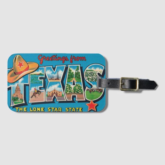 Vintage Texas Gepäckanhänger (Vorderseite (Horizontal))