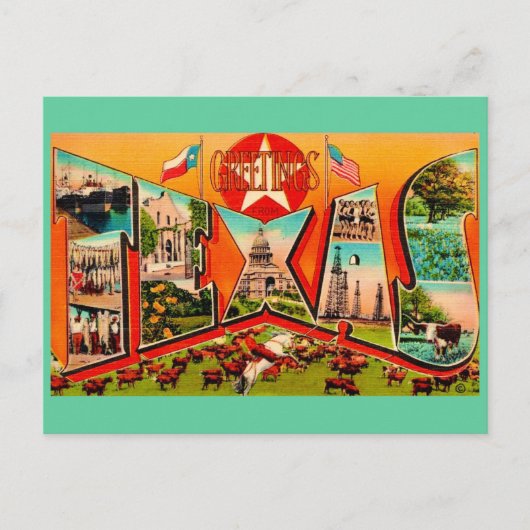 Vintage Texas Greeting Postcard Postkarte (Vorderseite)