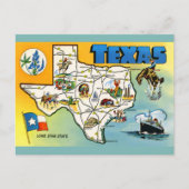 Vintage Texas-Karte und Flag-Postkarte Postkarte (Vorderseite)