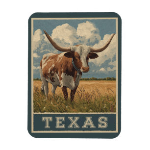 Vintage Texas Longhorn Bull Retro Reise Magnet