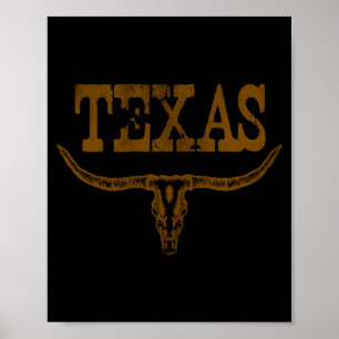 Vintage Texas Longhorn Lone Star State Mischt Nich Poster