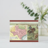 Vintage Texas Map Postkarte (Stehend Vorderseite)