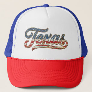 Vintage Texas Patriotische Sterne + Streifen Retro Truckerkappe