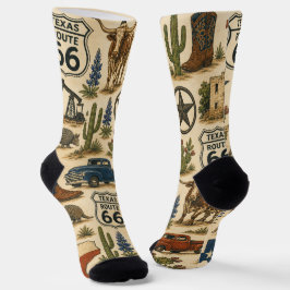 Vintage Texas Route 66 Western Wüsten-Reise-Kunst Socken