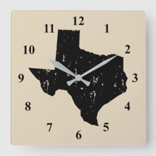 Vintage-Texas-State-Silhouette-Wanduhr Quadratische Wanduhr