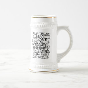 Vintage-Text-Lebensberatungs-Bekleidung und Gesche Bierglas