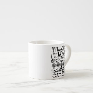Vintage-Text-Lebensberatungs-Bekleidung und Gesche Espressotasse