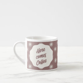 Vintage-Text und Schneeflocken auf Braun Espressotasse