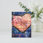 Vintage Textbook Pink Heart Mixed Media Collage Postkarte (Stehend Vorderseite)