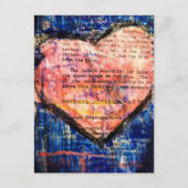 Vintage Textbook Pink Heart Mixed Media Collage Postkarte (Vorderseite)