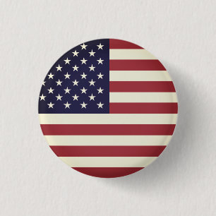Vintage-Textur Amerikanische Flagge Rot und Blau Button