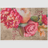 Vintage Textur Rustikale Blumendekoupage Seidenpapier (Vorderseite)