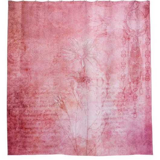 Vintage Textur Scrapbook Rosa Duschvorhang (Vorderseite)