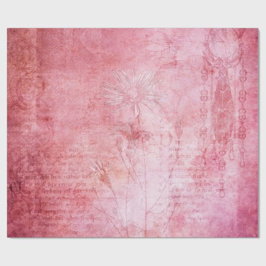 Vintage Textur Scrapbook Rosa Geschenkpapier (Flach)
