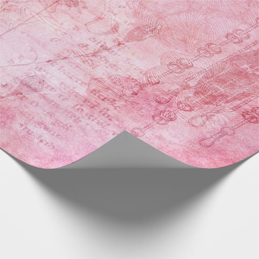 Vintage Textur Scrapbook Rosa Geschenkpapier (Ecke)