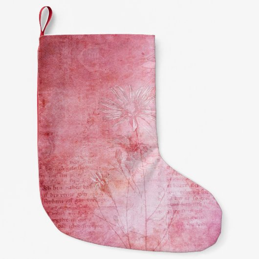 Vintage Textur Scrapbook Rosa Kleiner Weihnachtsstrumpf (Vorderseite)