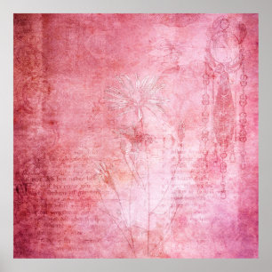 Vintage Textur Scrapbook Rosa Poster