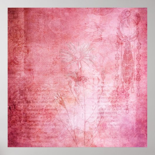 Vintage Textur Scrapbook Rosa Poster (Vorne)