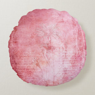 Vintage Textur Scrapbook Rosa Rundes Kissen