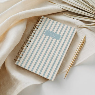 Vintage Texturiert Blau Pinstripe Moderne Art Deco Notizblock