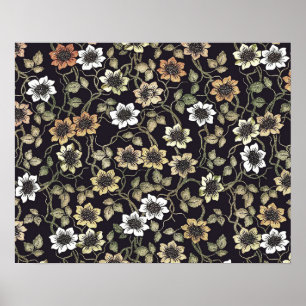 Vintage Texturierter Anemonen-Blumenhintergrund Poster
