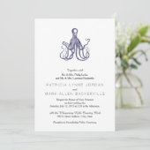 Vintage Texturierter Oktopus Einladung (Stehend Vorderseite)