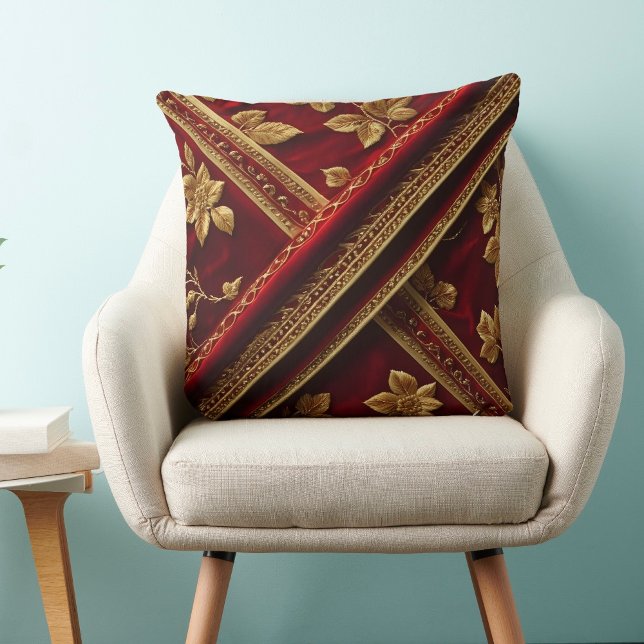 Vintage Texturstickerei im Red Gold-Look Kissen (Von Creator hochgeladen)