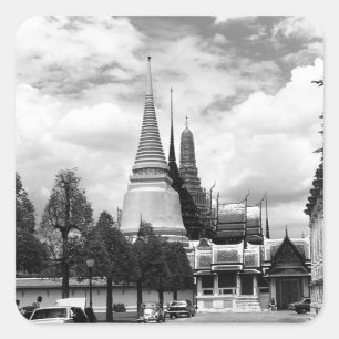 Vintage Thailand Bangkok Kapelle Königspalast Quadratischer Aufkleber