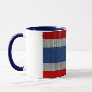 Vintage thailändische Holzflagge Bedeckte Keramik Tasse