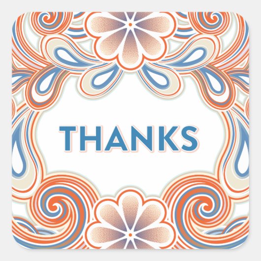 Vintage Thank You stickers with orange flowers (Vorderseite)
