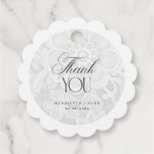 Vintage Thank You White Lace Wedding Geschenkanhänger (Rückseite)