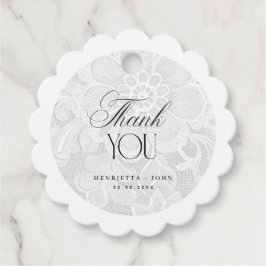 Vintage Thank You White Lace Wedding Geschenkanhänger