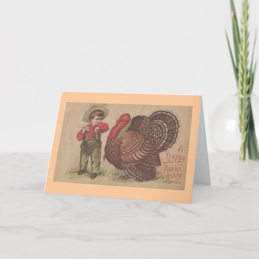 Vintage Thankgiving Turkey Feiertagskarte (Vorderseite)